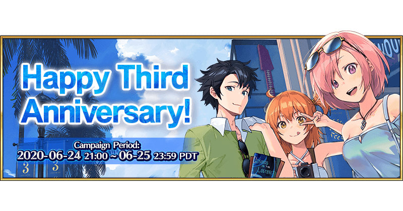 3rd Anniversary First Time Login Bonus - 30 Saint Quartz